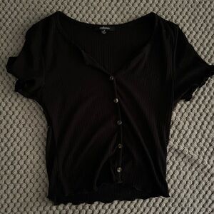 Black buttoned down with faux buttons